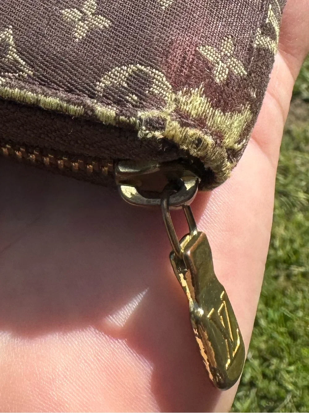 Louis Vuitton MiniLin Canvas Zip Wallet in Brown